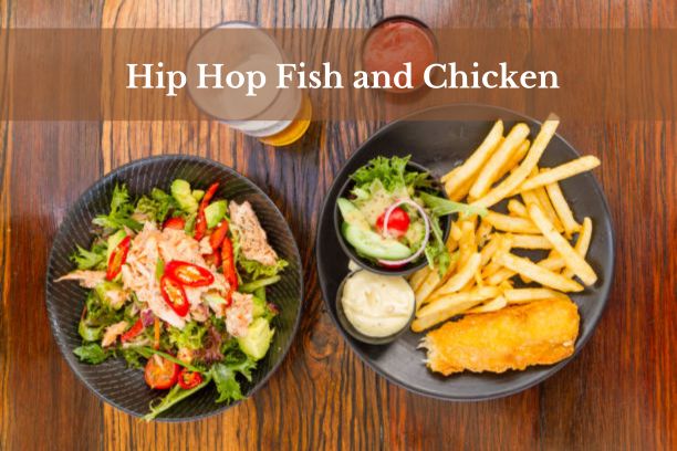 Crispy fried chicken and seafood platter from Hip Hop Fish and Chicken